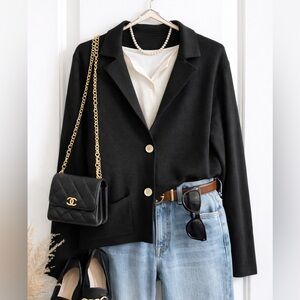 Cyrus Black Knit Button Front Cardigan Sweater Size Large New without tags.